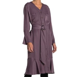 NWT: V-Neck Belted Midi Dress